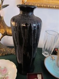 black glass vase