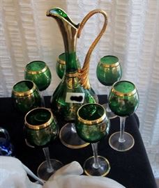 Bohemian glass wine set