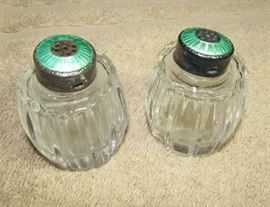 Denmark Sterling Silver Guilloche Enamel Salt & Pepper Shakers