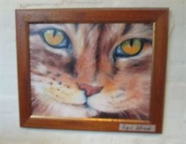 cat face signed lithograph