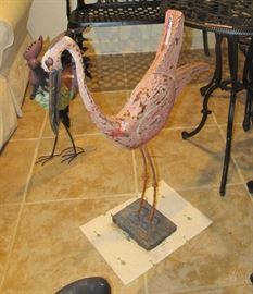 Tin outdoor pink flamingo 