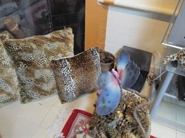 On the left DONNA SALYERS FABULOUS FURS SIGNATURE SERIES LEOPARD PILLOWS 