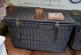 Wicker black basket end tables 