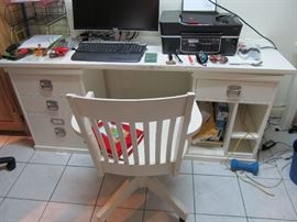desk and wooden chair