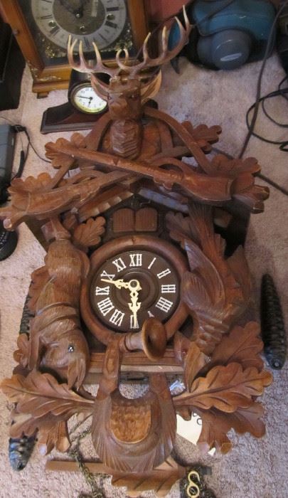 German Black Forest Highly Carved Cuckoo Clock 20th. c.