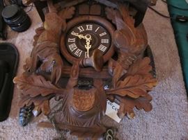 German Black Forest Highly Carved Cuckoo Clock 20th. c.