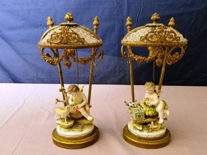French Porcelain & Filigree Brass Lamps https://ctbids.com/#!/description/share/85968