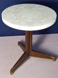 Mid-Century Marble, Walnut & Brass Pedestal Table https://ctbids.com/#!/description/share/88920