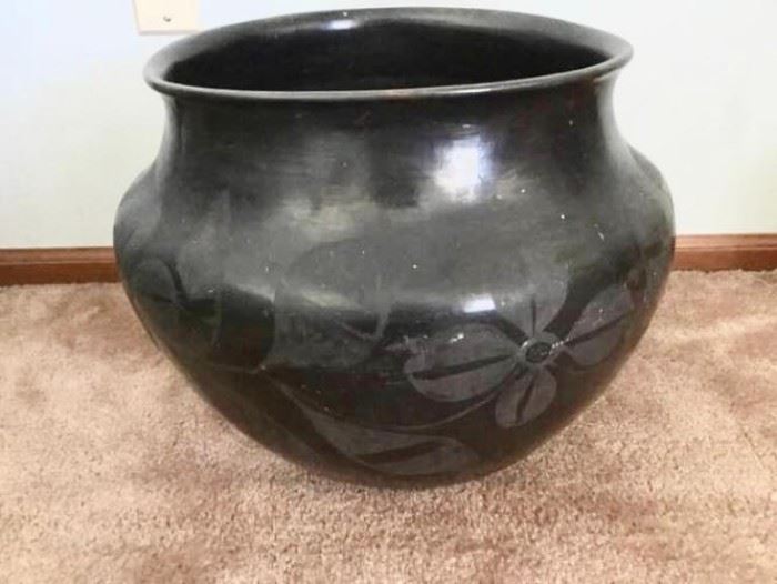 Native American Black Pottery Planter