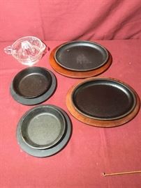 Cast Iron Serving Platters and a Juicer