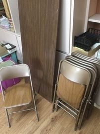 Long foldingleg Table and 8 Metal Chairs