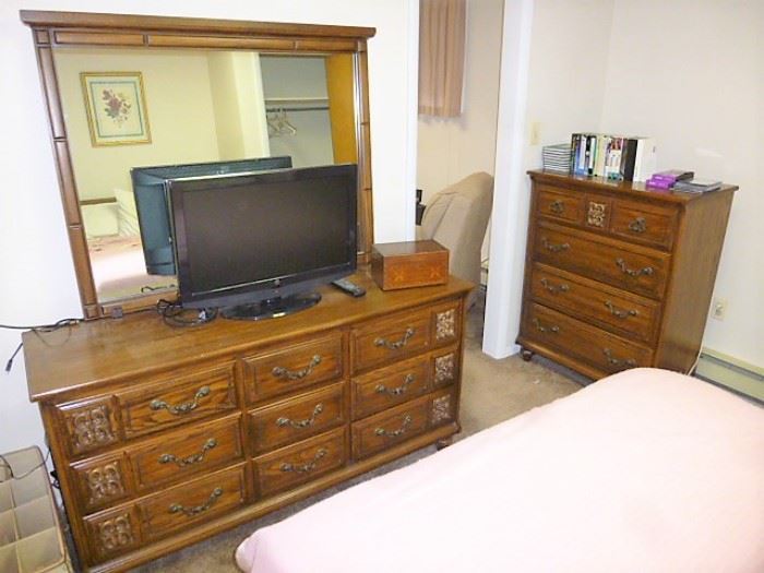 Vintage 70's bedroom suite. Dresser, Tall Chest, 2 Nightstands - Bed/Headboard - JUST $350 for the set!