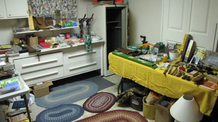 Room FULL of reloading tools - supplies - rifle parts and more. WE ARE NOT SELLING ANY FIREARMS & AMMO, sorry.