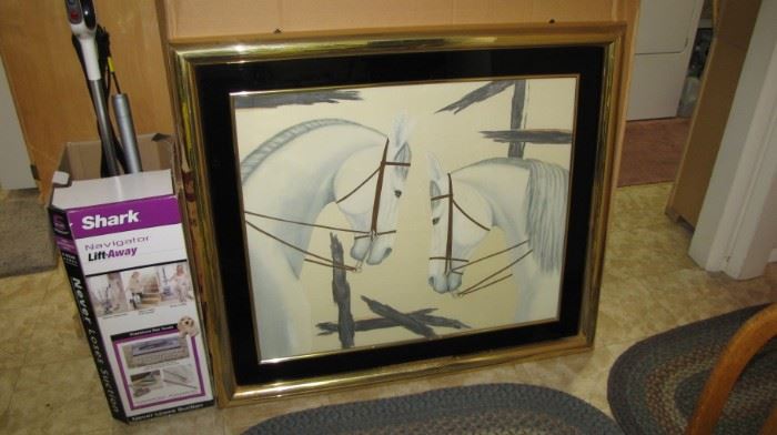 Very nice artwork - custom framed - HEAVY - glass front.