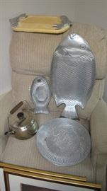 Rare find!! Arthur Court art / sculpture aluminum fish trays.