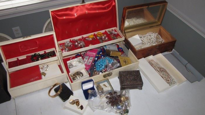 Four boxes of costume jewelry, still sorting.