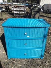 teal wicker dresser