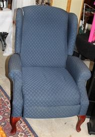 upholstered blue chair