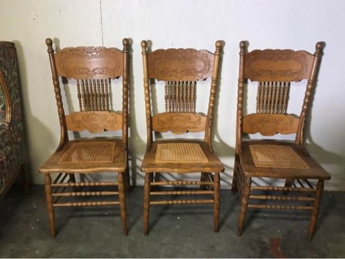 Carved Caned Eastlake Chairs