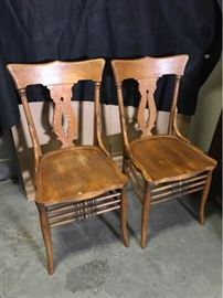 Pair Oak Bentwood Chairs