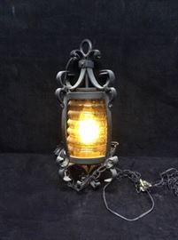 Wrought Iron Glass Hanging Lamp