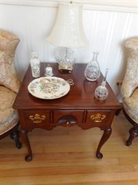 Statton Cherry Wood Occasional Table, Queen Ann Legs, Original Hardware, 