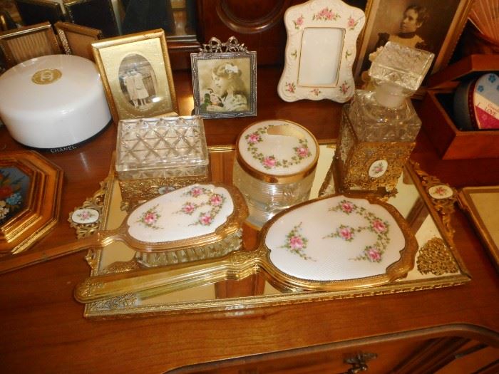 Vintage Gilded Ormolu Dresser Set