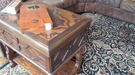 Side table with inlaid design