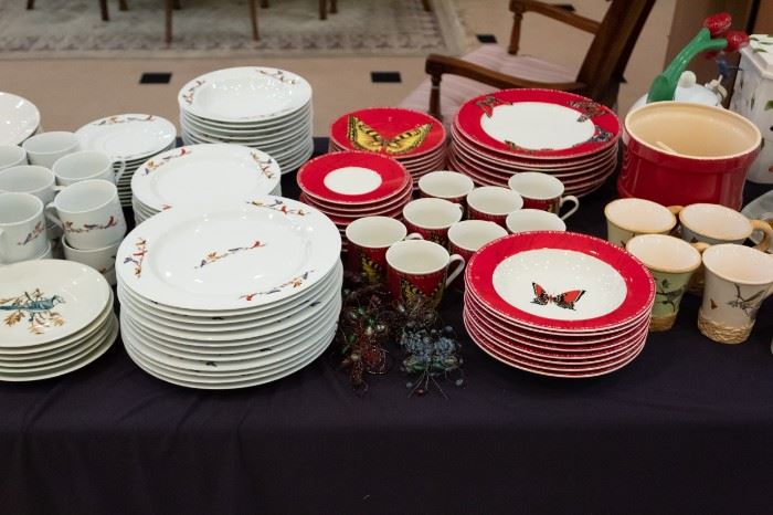 Lynn's Maestro Red Dinner Set.  The cups to the the right are from The Haldon Group'.