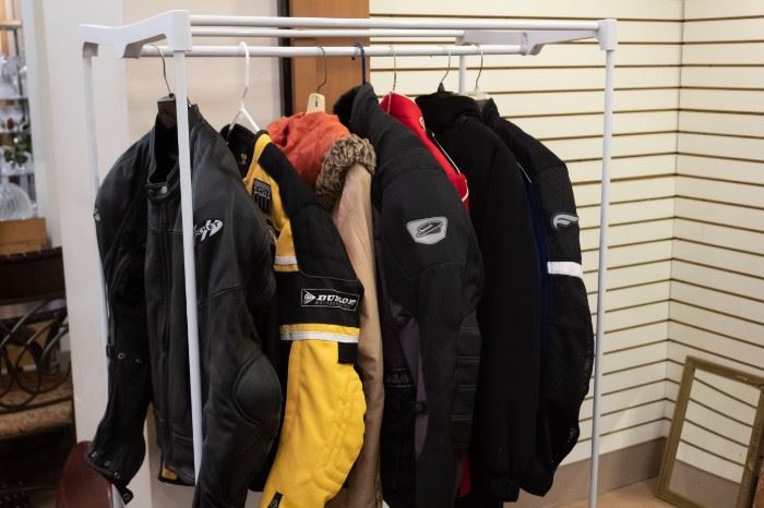 This rack includes some high dollar (but ours are low) motorcycle jackets.