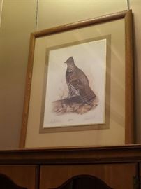 Robert White 'Ruffed Grouse' 1977 numbered print.