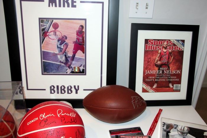 Mike Bibby Autographed Photo,  Ted Ginn Jr. Signed Football, Jameer Nelson Autographed SI Cover
