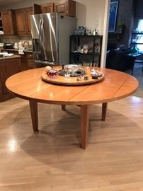 Large 70" Round Maple Dining Table, 32" Maple Lazy Susan