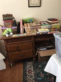 Desk, books, office supplies