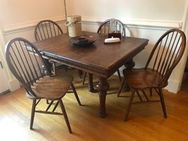 Vintage Bow Back Side Windsor Chairs and Table