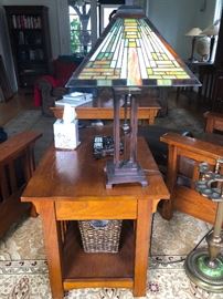 Tiffany Style Stained Glass Mission Table Lamp 