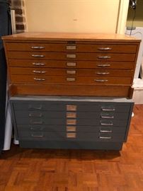 2 Flat File Drawers, 5 Drawers each for storing  Blueprints, Art, etc.