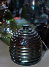 Carnival Glass Honey Pot
