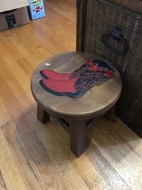 #32 Wood Foot Stool Carved 12x10 $20.00
