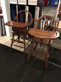 #64 (2) Spindle Back Wood High chairs $20 each

