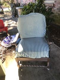#89 Plastic 2 cushion chairs Green stripe (2) $30 each

