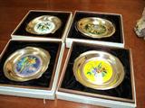 Four Seasons Franklin Mint Plates, Crafted in Sterling Silver and Inlaid Enamel by ren Restoueix