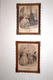 Framed Victorian fashion prints