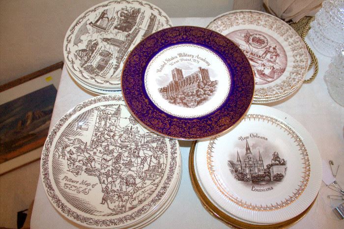 Lots of vintage souvenir plates