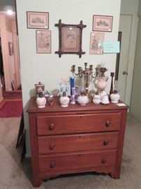 antique chest & miniature oils