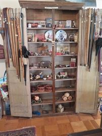 cabinet full of goodies, cane collection