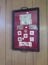 framed old currency