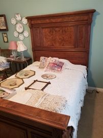 Antique Burl Walnut Full Size Bed