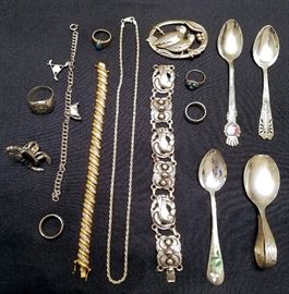 Sterling Silver jewelry and small spoons