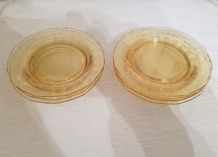 Fostoria Fairfax yellow topaz bread or dessert plates